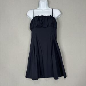 Maeve‎ Anthropologie Dress Womens 8 Blue Ruched Pleated Flare Mini Sundress Boho